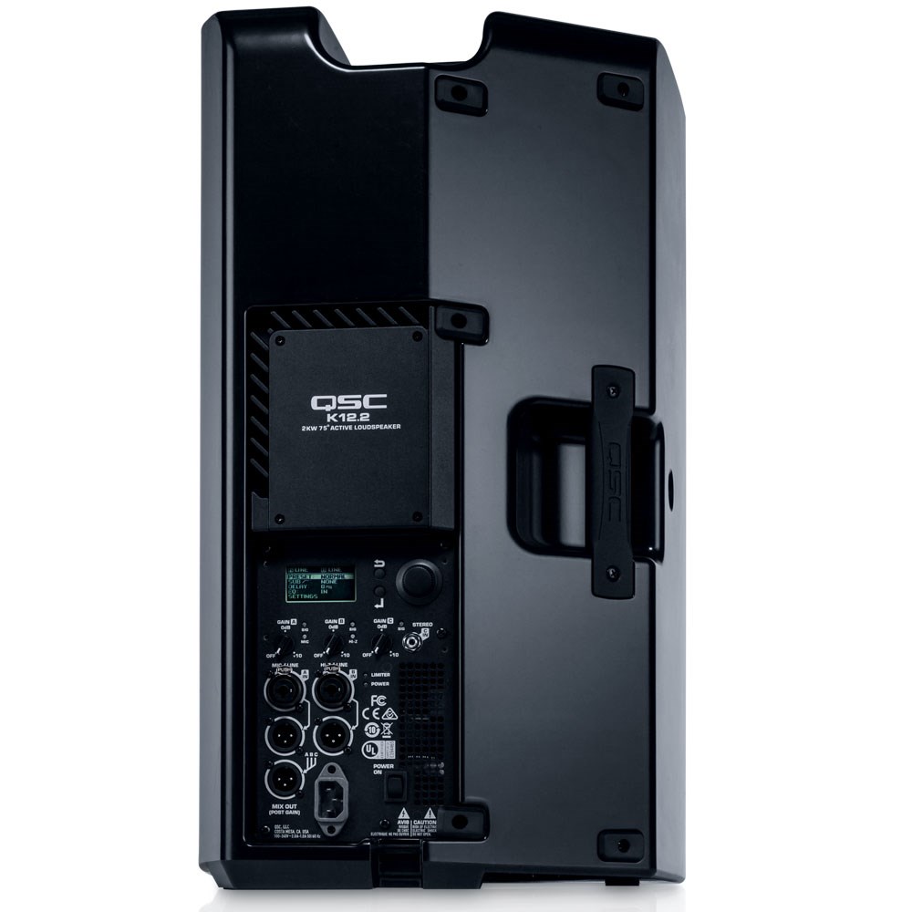 Back side of a QSC 12inch speaker