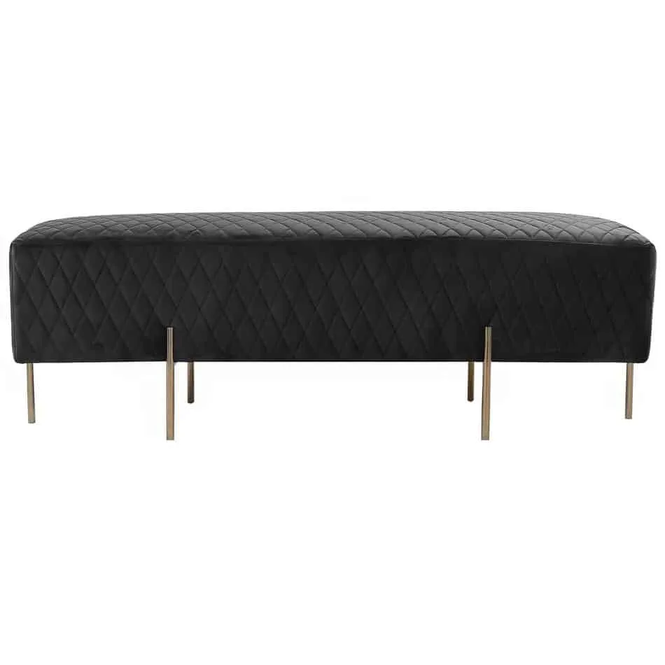 black velvet ottoman bench hire