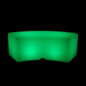 green glow curved bench hire