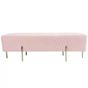 pink velvet ottoman bench