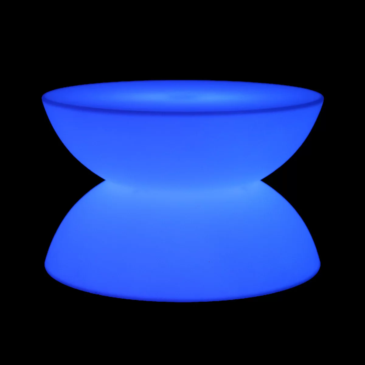 Blue glow round coffee table hire