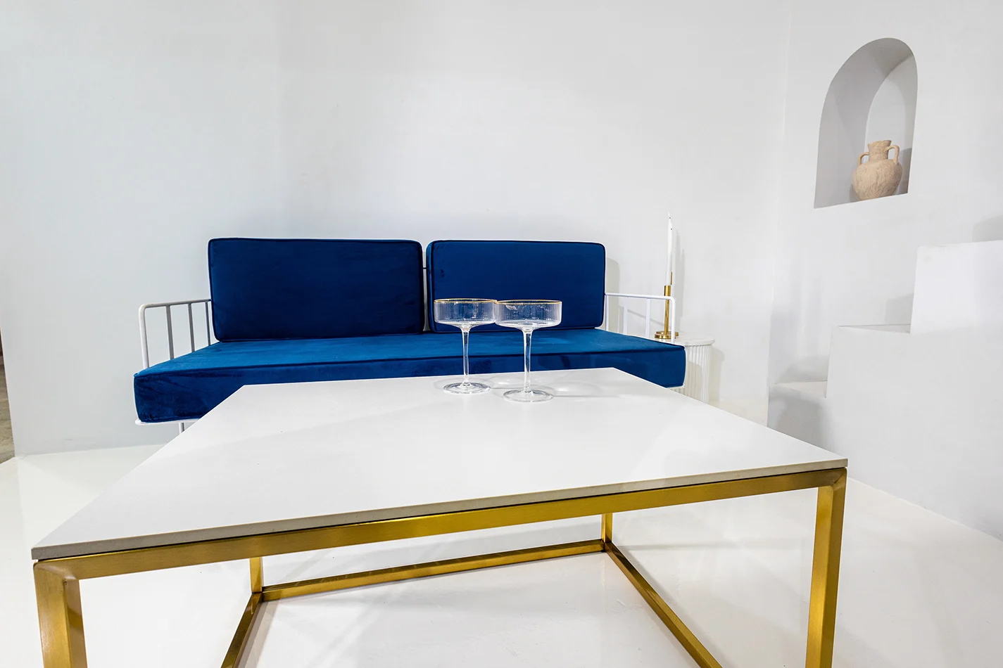 navy blue wire sofa lounge