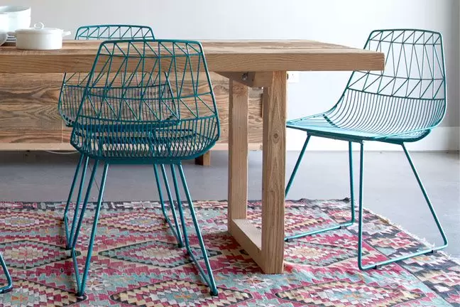 turquoise wire chair
