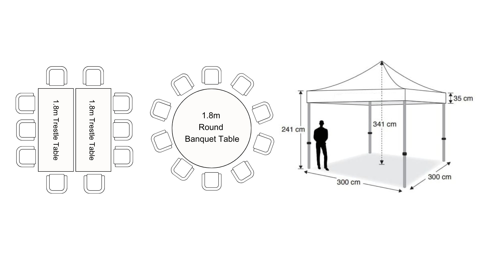 3mx3m Pop up Marquee with 3 Walls - Image 2