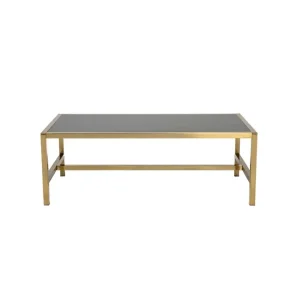 Atlas Rectangular Coffee Table Gold Frame with Black Top