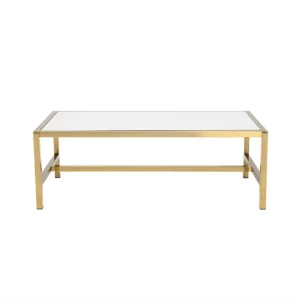 Atlas Rectangular Coffee Table Gold Frame with White Top