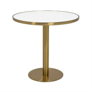 Atlas Round Coffee Table Gold Frame with White Top