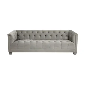 Luxe Three Seater Grey Velvet Lounge