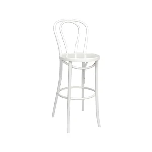 White Bentwood Bar Stool with Back Rest