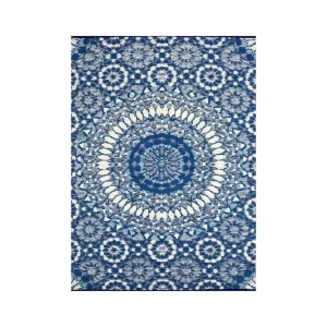 Mandala Outdoor Rug Blue and White